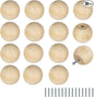 FoDau770 30pcs Unfinished Wood Knobs, Round Ball Cabinet Knobs Vintage Drawer Pulls, Natural Wooden Cabinet Hardware for Furniture Drawer Dresser Wardrobe Cupboard - 1-1/2" Diameter
