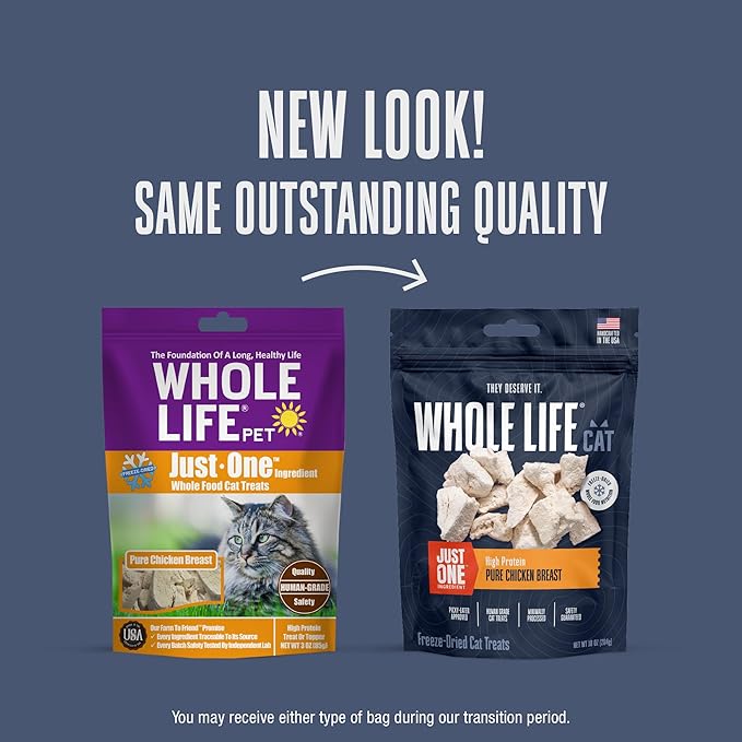 Whole Life Cat Just One Chicken Freeze Dried Cat Treats - Human Grade High Protein Food, Healthy Training Snacks, Freeze Dried Chicken Food Toppers, USA Made Natural Treats - 10 oz (Pack of 1)-Mewly Pet