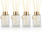 4Pcs Reed Diffuser Set with Metal Golden Decoration, 4.2oz Empty Reed Diffuser Bottles with 20Pcs Reed Diffuser Sticks, Unique Design Bottles for Home and Office(Cylinder)
