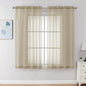 Chyhomenyc Taupe Sheer Curtains 45 Inch Long 2 Panels, Light Filtering Rod Pocket Voile Short Curtains Drapes for Living Room Bedroom Small Windows, 42Wx45L Inches