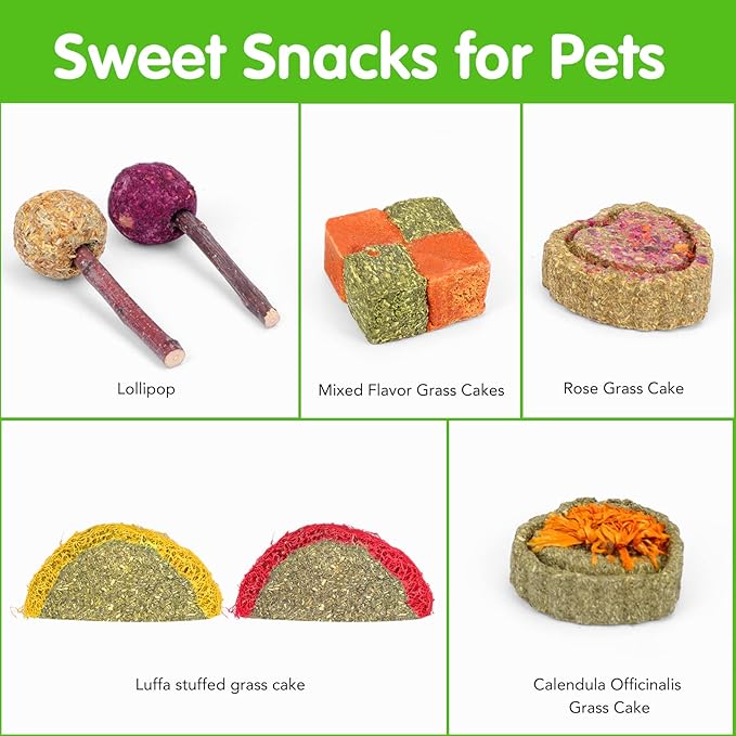 VESPRO Bunny Teys for Rabbits Hamster/Guinea Pig Toys Natural Timothy Hay Sticks chew Treats and Balls for Rabbit, Bunny, chinehila, Guirea Pig, Hamster, Bunny Teeth Care-Mewly Pet