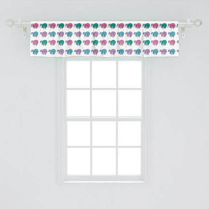 Ambesonne Funny Sloth Window Valance, Colorful Art Repeating Lazy Animal on Plain Backdrop, Curtain Valance for Kitchen Bedroom Decor with Rod Pocket, 42" x 12", Dark Seafoam Pink