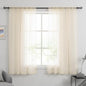 HUTO Cream Beige Sheer Curtains 63 Inch Length Rod Pocket Beige Sheer Voile Window Curtain Drapes for Bedroom Living Room 2 Panels