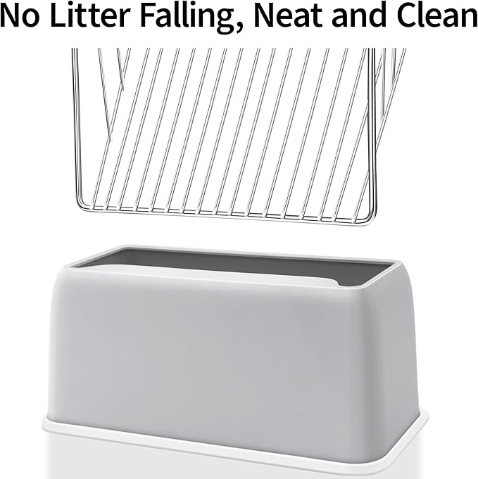 UFECODO Fast Sifting Cat Litter Scoop with Holder Stand, Stainless Steel Poop Scooper with Ergonomic Wood Handle, Heavy Duty and Easy Clean-Mewly Pet