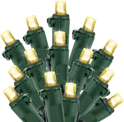 Christmas LED Mini String Lights, 28Feet 100LEDs Mini Lights for Christmas Tree, UL Listed Christma Lights Set Waterproof Plug in for Outdoor Indoor Wreath Roof Garland Holiday Decoration, Warm White