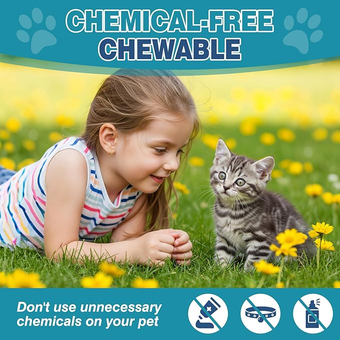 Chewable Flea Treatment for Cats Flea and Tick Prevention for Cats Chewables Fleas Chewables for Cat of All Breeds and Ages 300 Chewable Tablets-Mewly Pet