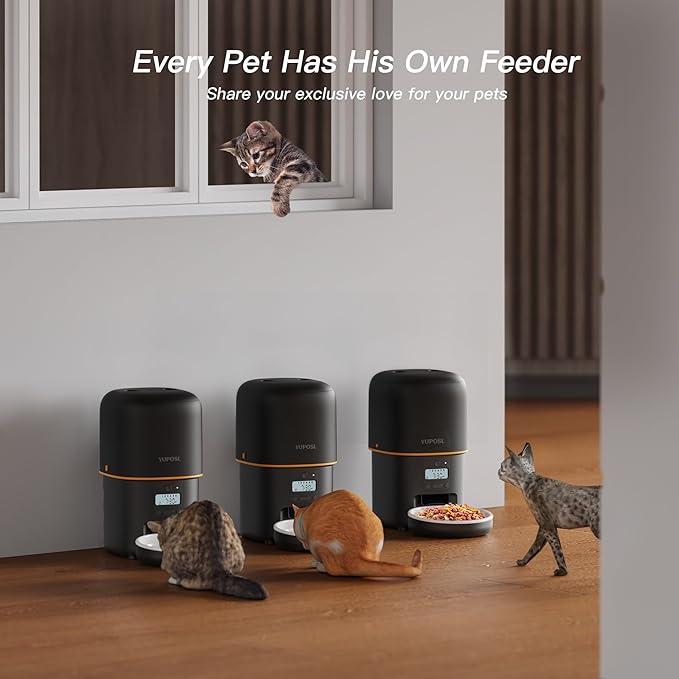 Automatic Cat Feeder - 2L Cat Food Dispenser, Timed Auto Pet Feeder with 180-day Battery Life, 1-6 Meals Per Day, 1-16 Portion, Ceramic Bowl, Desiccant Bag Keeps Dry Food Fresh, Also for Small Dogs-Mewly Pet