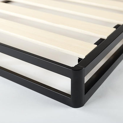 ZINUS Metal Box Spring with Wood Slats, 4 Inch Mattress Foundation, Sturdy Steel Structure, Easy Assembly, Full