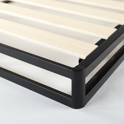 ZINUS Metal Box Spring with Wood Slats, 4 Inch Mattress Foundation, Sturdy Steel Structure, Easy Assembly, Queen
