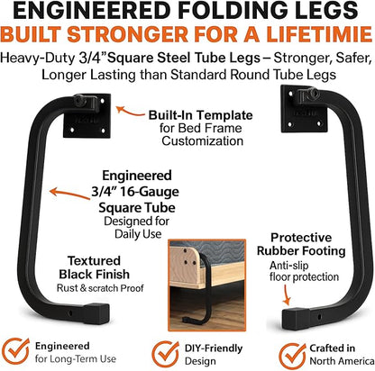 Full Size DIY Murphy Bed Hardware Kit – Horizontal Wall Bed for Space-Saving - Budget-Friendly DIY Setup -Made in USA -Hide Away Design with Full Murphy Bed Hardware - Bed Lift Mechanism - Pull Down