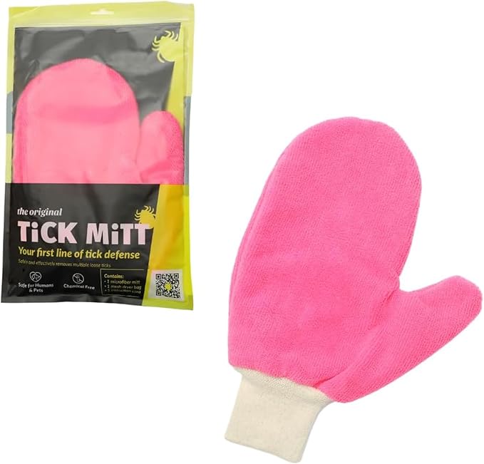 Pink Tick Removal Glove for Pets & People: Gently Remove Ticks with Ease - Chemical-Free, Durable, Portable Tick Management Tool for Outdoor Adventures & Everyday Use-Mewly Pet
