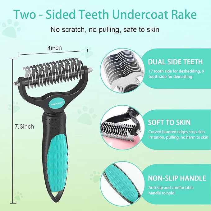 Dog Brush Kit for Grooming Short & Long Haired Dogs & Cats, 5 in 1 Pet Grooming Set for Small Animals, 5 PCS Puppy Self-Cleaning Slicker Brush and Pet Comb for Shedding Medium & Large Dogs-Mewly Pet