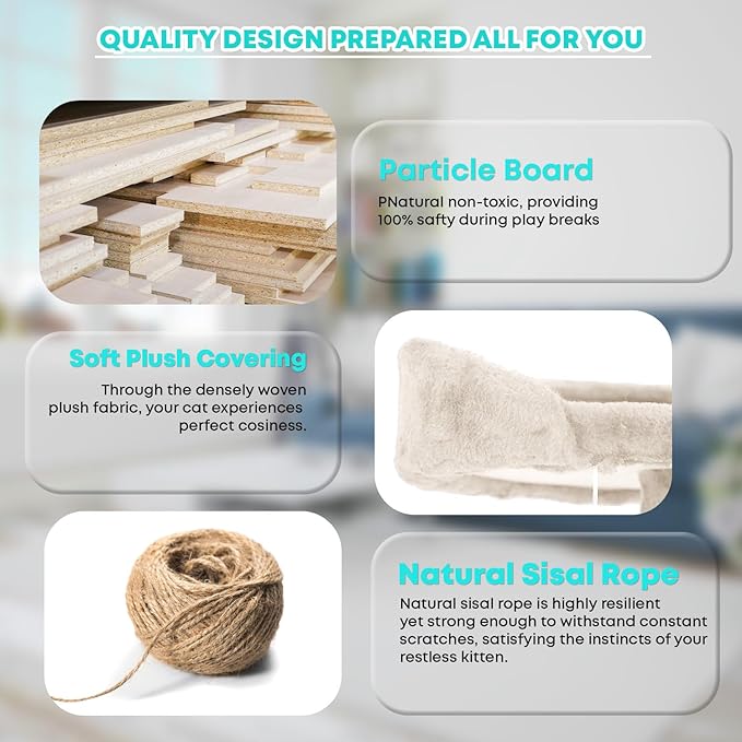 FDW Cat Tree 70in Cat Tower Multi-Level Durable Cat Scratching Post & Cozy Fun Cat Jumping Platform Space Saving Cat Condo Pet Play House for Indoor Cats,Beige-Mewly Pet