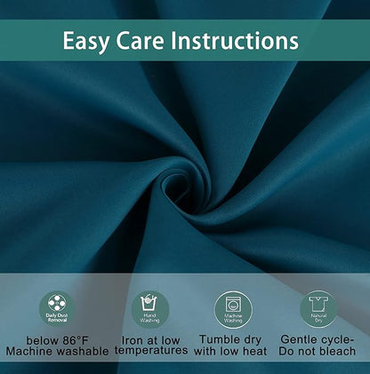 BONZER Mix and Match Curtains - 2 Pieces Branch Print Sheer Curtains and 2 Pieces Blackout Curtains for Bedroom Living Room Grommet Window Drapes, 54x108 Inch/Panel, Teal, Set of 4 Panels