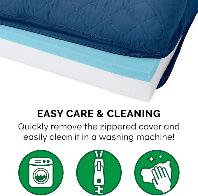 Furhaven Cooling Gel Dog Bed for Large Dogs w/ Removable Bolsters & Washable Cover, For Dogs Up to 125 lbs - Quilted Sofa - Navy (Blue), Jumbo Plus/XXL-Mewly Pet