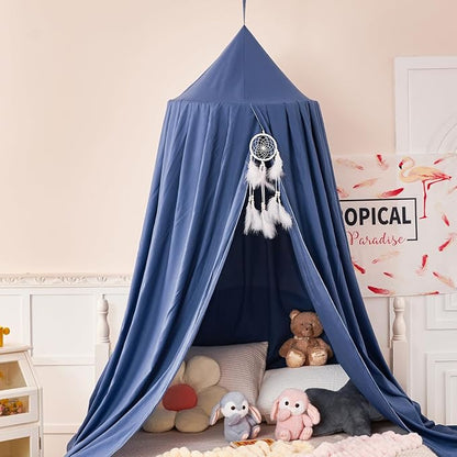 dix-rainbow Princess Decor Canopy for Kids Bed, Soft and Durable Bed Canopy for Girls Room Tent Canopy Dreamy Mosquito Net Bedding, Children Reading Nook Canopies Indoor(Blue)
