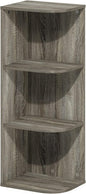 Furinno PASIR Book Shelf, 3-Tier Corner Bookshelf, Open Shelves Bookcase 9.3" x 12" x 31.5", for Living Room, Bedroom, Home Office, French Oak