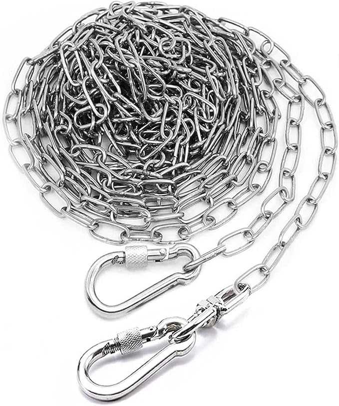 25ft Dog Chains for Outside - Heavy Duty Tie Out Chain Leash Great for Small to Large Dogs Up to 200Lbs - Chew Proof Long Chain for Yard Camping or Travel-Mewly Pet