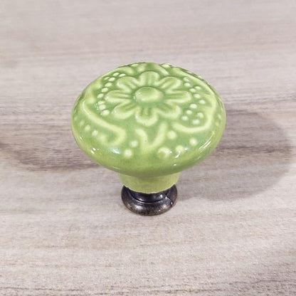 HUAMULAN 15 PCS Cabinet Knobs Glossy Ceramic Dresser Mushroom Table Drawer Cupboard Pull Furniture DIY Wardrobe Solid Color Vintage Handle,with 3 Size Mounting Screws