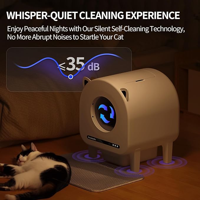 Self Cleaning Litter Box, 68 L Automatic Cat Litter Box for Multiple Cats, Robot with Dual Safety Protection, APP Control, Odor Removal Smart Litter Boxes, 2 Roll Trash Bags-Mewly Pet