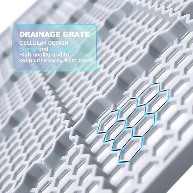 HQ4us Dog Pee Pad Holder Tray with Grate 45”×34”, Large Dog Litter Box Toilet, Puppy Pee Pad Holder, Less Mess, Dog Potty Indoor Outdoor for Balcony-Mewly Pet