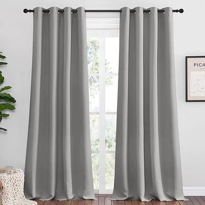 NICETOWN Silver Grey Room Darkening Curtain Panels 90" Long for RV, Play Room, Studio, Heat Block Out and Keep Warm Drapes Window Treatment Drapes for Doorway Entryway Patio (55" Width, 2 Panels)