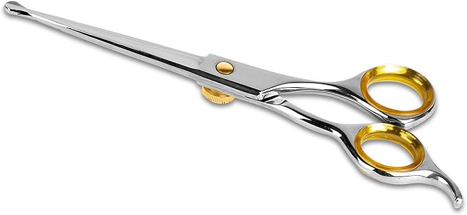 Sharf Dog Grooming Scissors, Gold Touch 6.5 Inch Straight Professional Dog Grooming Shear with Safety Round Tip-Mewly Pet