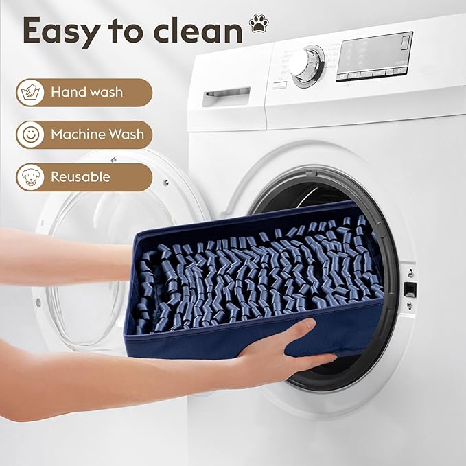 Snuffle Mat for Dogs, Dog Puzzle Mat, Interactive Dog Toys for Enrichment,Sniff Mats with Non-Slip Backing,Suitable for Breeds and Sizes of Dogs (Navy, 17" X 15")-Mewly Pet