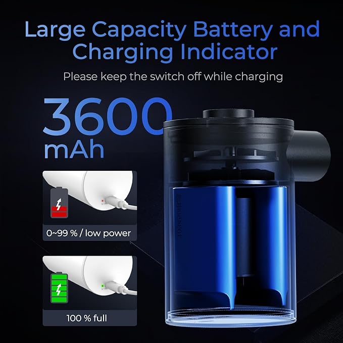FLEXTAILGEAR MAX Pump 2020 Portable Air Pump with 3600mAH Battery USB Rechargeable Air Pump-Quick Inflate Deflate for Sleeping Pads, Air Mattress, Pool Toys, Floats, Swimming Ring, Air Bed (White)