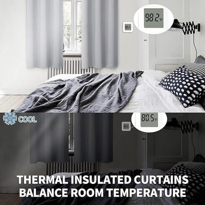 BGment Room Darkening Curtains for Bedroom - Grommet Thermal Insulated Window Treatments Light Blocking Curtains for Living Room, Set of 2 Panels, Each 46 x 72 Inch, Light Grey