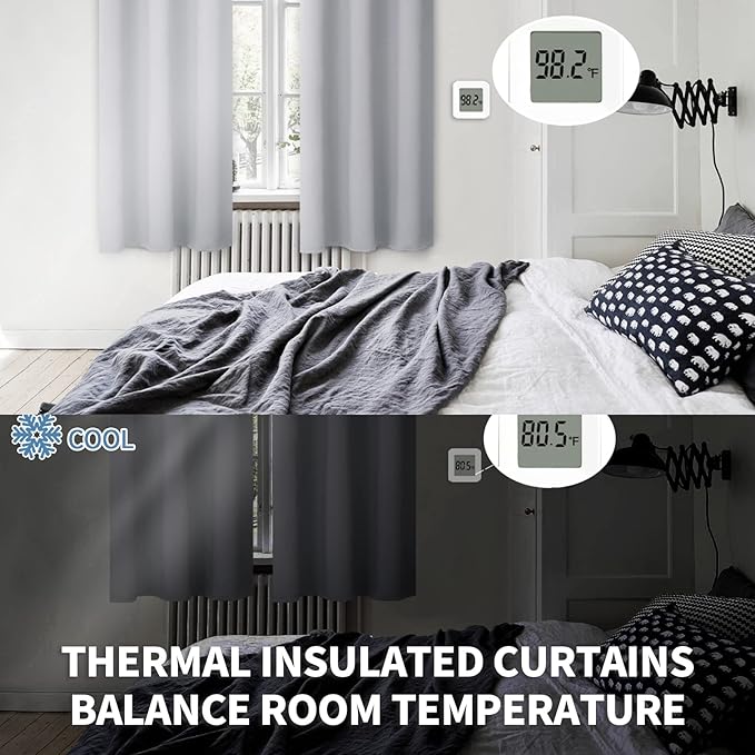 BGment Room Darkening Curtains for Bedroom - Grommet Thermal Insulated Window Treatments Light Blocking Curtains for Living Room, Set of 2 Panels, Each 46 x 63 Inch, Light Grey