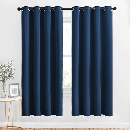 NICETOWN Blackout Curtains Panels for Window - Window Treatment Thermal Insulated Solid Grommet Blackout Drapes for Bedroom (Moroccan Blue, Double Panels, 52 by 72 Inch)