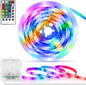 Battery Powered LED Strip Lights RGB, 60 LED 5050 Color Changing TV Backlights with 28-Key Remote Control, Cuttable Outdoor Strip Lights 6.6 Ft Self-adhesive DIY Lights for Skcteboard Bedroom Decor