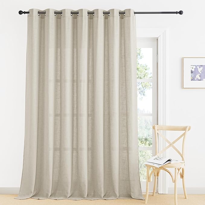 RYB HOME Sheer Backdrop Curtain - Patio Sliding Glass Door Curtains, Sun Light Diffusing Extra Wide Drapes for Office Living Room Bedroom School Dorm, Angora, W 100 inch x L 95 inch, 1 Panel