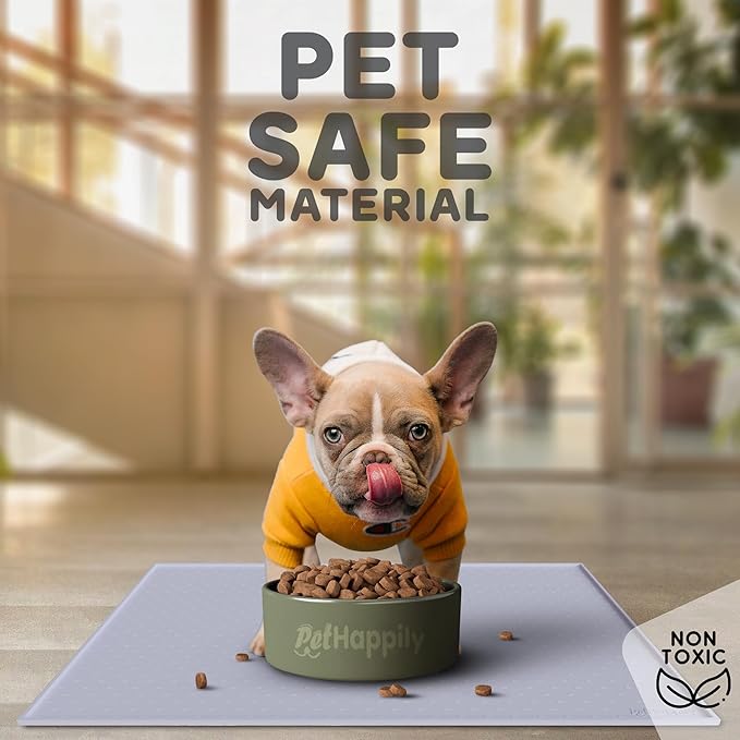 Dog Food Mat - 28x18 Raised Edges Dogs Mat for Food and Water Prevent Spill, Waterproof Cat Food Mats Protect Floors, Easy Clean Dog Bowl Mats for Food and Water, Silicone Pet Feeding Placemats-Mewly Pet