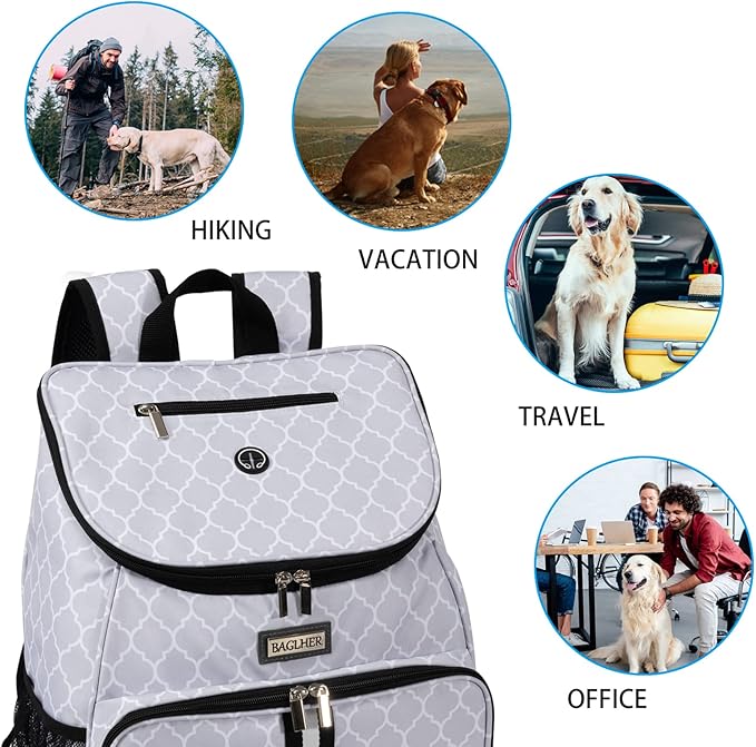 BAGLHER丨Dog Travel Bag, Airline Approved Pet Supplies Backpack, Dog Travel Backpack with 2 Silicone Collapsible Bowls and 2 Food Baskets-Mewly Pet