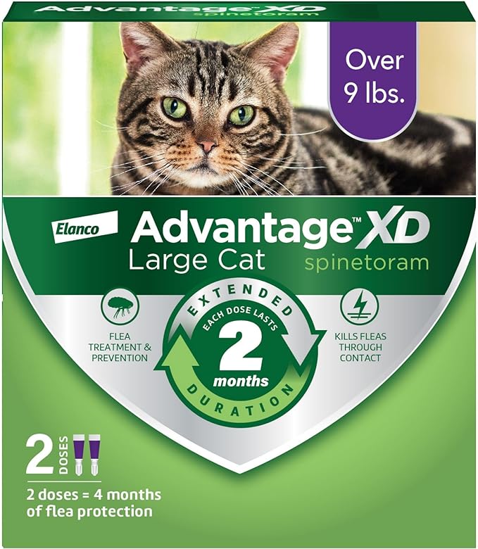 Advantage XD Large Cat Flea Prevention & Treatment For Cats over 9lbs. | 2-Topical Doses, 2-Months of Protection Per Dose-Mewly Pet