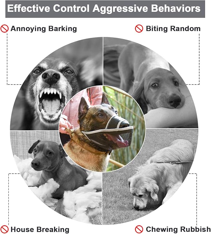 Crazy Felix Nylon Dog Muzzle for Small Medium Large Dogs Dachshund Beagle Poodle Labrador, Air Mesh Breathable and Drinkable Pet Mouth Guard for Anti-Biting Chewing Scavenging (XS, Reflective Trim)-Mewly Pet