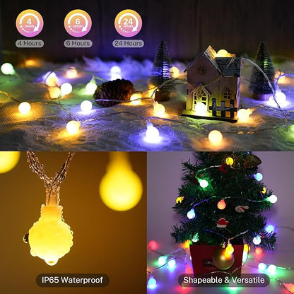 OMIKA Christmas String Lights Battery Operated 16.5ft 50LED with Remote Warm White Multicolor Fairy Light Indoor for Classroom Bedroom Dorm Birthday Patio Tent Party Xmas Christmas Décor