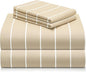 LuxClub 4 PC Full Size Sheet Set Bed Sheets, Breathable Luxury Deep Pockets Wrinkle Free Cooling Sheets Machine Washable Hotel Bedding (Full, Striped Cream)