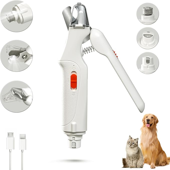 2-in-1 Cat Nail Clippers & Dog Nail Clippers Trimmers for Large Medium Small Dogs Cats Claw Trimmer Quick Sensor and Safety Guard USB Rechargeable with 2 LED Lights Dogs Nail Trimmer-Mewly Pet