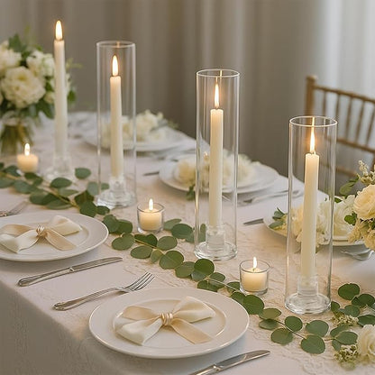 Hurricane Candle Holder Thickened Cylinder Covers 4 Pcs Taper Candle Sticks Holder Glass Tall Candlesticks Holders Centerpiece for Wedding Dining Table