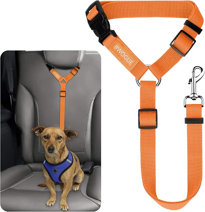 BWOGUE Pet Dog Cat Seat Belts, Car Headrest Restraint Adjustable Safety Leads Vehicle Seatbelt Harness (1 Pack)-Mewly Pet
