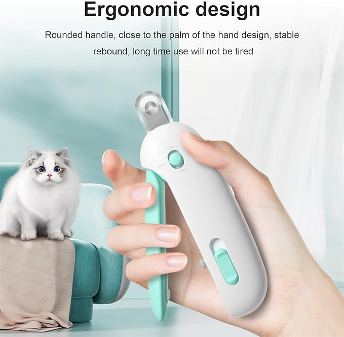 Pett Nail Clipper for Cats - Gentle Round-Hole Trimmer with Dust Storage | Adjustable Size & Hidden Nail File | Pet Grooming Tool for Safe & Loving Care (Blue)-Mewly Pet