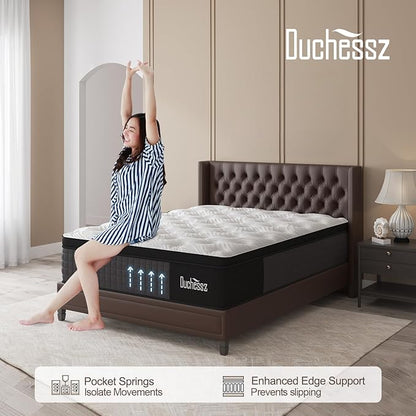 Twin Mattress, 12 Inch Hybrid Mattresses Eurotop with Gel Memory Foam,Motion Isolation Individually Wrapped Pocket Coils Breathable Comfort Soft Pressure Relief 100 Night Trial