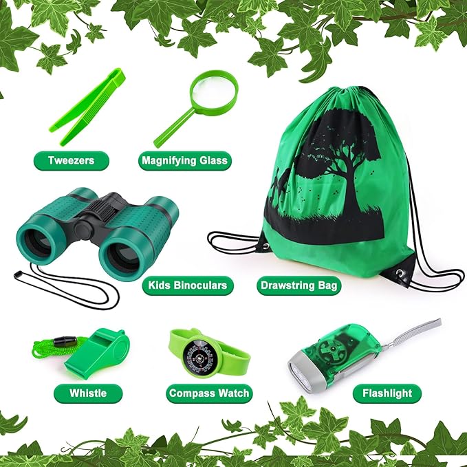 Kids Explorer Kit & Bug Catcher Kit, Camping Gear for Kids, Outdoor Exploration Set with Backpack & Binoculars, Ideal Outdoor Adventure Toys for Boys Girls 3-12-Mewly Pet