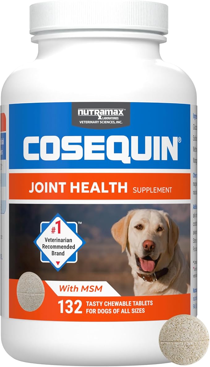 Nutramax Cosequin for Dogs Joint Health Supplement, Contains Glucosamine for Dogs, Plus Chondroitin and MSM, Supports Healthy Joints, For All Breeds and Sizes, Chewable Tablets, 132 Count-Mewly Pet