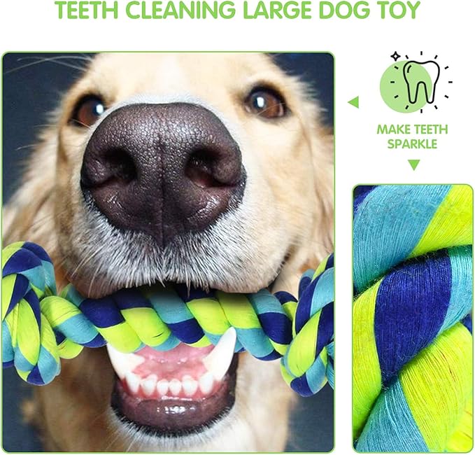 Large Tough Chew Toys for Aggressive Chewers Large Breed,Heavy Duty Dental Rope Toys Kit for Medium Dogs,5 Knots Indestructible Cotton Puppy Teething Chew Tug Toy Set of 9-Mewly Pet
