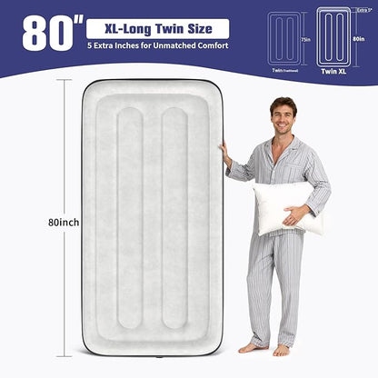 Twin XL Air Mattress with Built in Pump Raised,80" Long,Upgraded 18''Inflatable Mattress,Self Inflatable Blow Up Mattress in 2 Mins,Twin Size Air Mattress with Carry Bag for Home,Camping