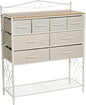 Household Essentials Victorian Style 8-Drawer and Bottom Shoe Shelf Storage Organizer Unit, White and Coastal Oak Color